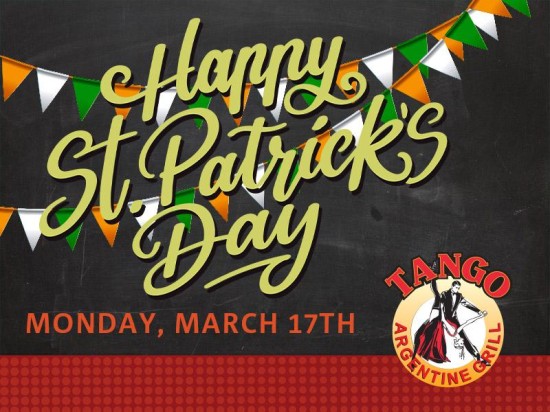 Celebrate St. Patrick's Day at Tango Argentine Grill!